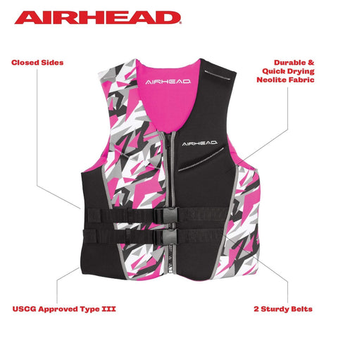 Airhead Women's CAMO COOL Kwik-Dry Neolite Flex Life Jacket, US Coast Guard A...
