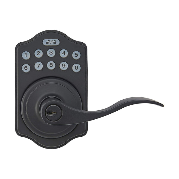 Amazon Basics Electronic Keypad Entry Lever Door Lock, Matte Black, 1-Pack