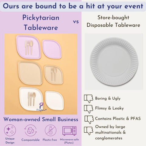 Fancy Disposable Plates for Party - 250pcs - Bamboo Plates - White Party Plat...