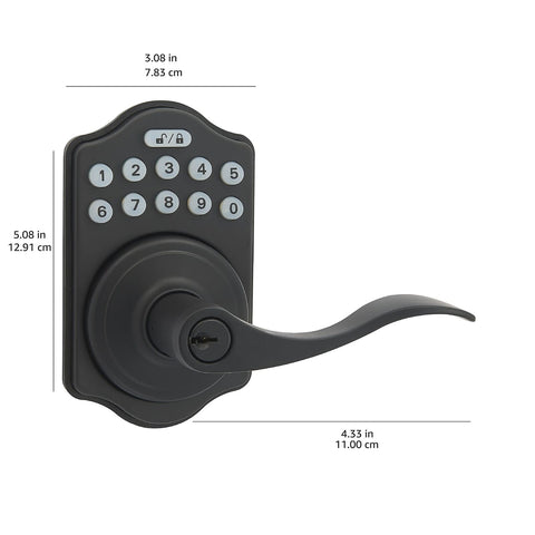 Amazon Basics Electronic Keypad Entry Lever Door Lock, Matte Black, 1-Pack