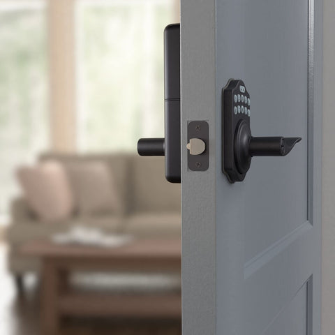 Amazon Basics Electronic Keypad Entry Lever Door Lock, Matte Black, 1-Pack