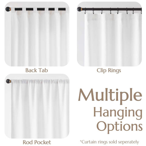 jinchan 100% Blackout Linen Blend Curtains for Bedroom 84 Inch Length Off Whi...