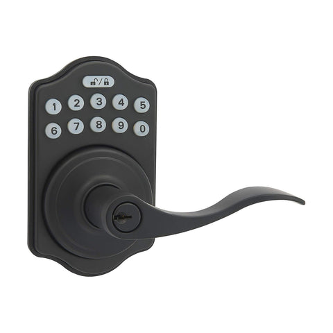 Amazon Basics Electronic Keypad Entry Lever Door Lock, Matte Black, 1-Pack