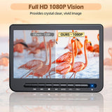 10.5 Dual Portable DVD Player for Car with 1080P HDMI Input, DESOBRY Rechargable Car DVD Player Dual Screen Play A Same or Two Different Movies, 5-Hour Battery, Support USB,AV in/Out, Last Memory