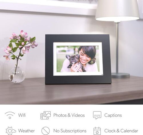 Brookstone 8” WiFi Digital Photo Frame | Send or 8" New Version, Black