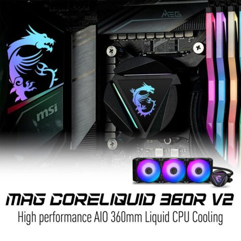 MSI MAG CoreLiquid 360R V2 - AIO ARGB CPU Liquid Cooler - Rotating Cap 360mm