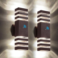 tewei Outdoor Wall Lights, Dusk to Dawn Brown 3 Layer-2 Pack,