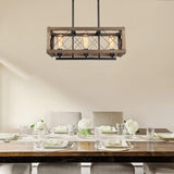 LALUZ Modern 3-Light Dining Room Lighting Fixtures Hanging, Wooden Chandelier