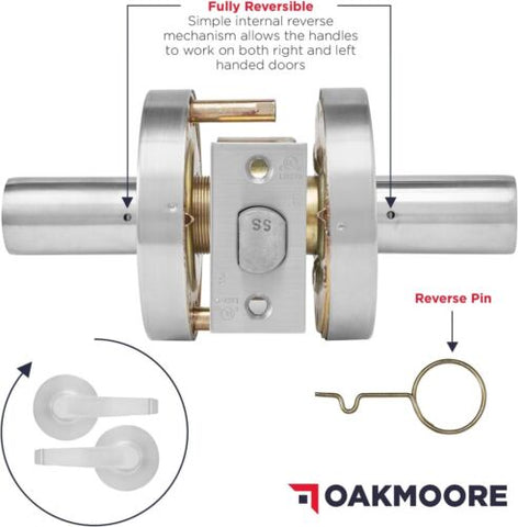 Commercial Door Handle (Passage) Heavy Duty Passage (No Keys), Silver