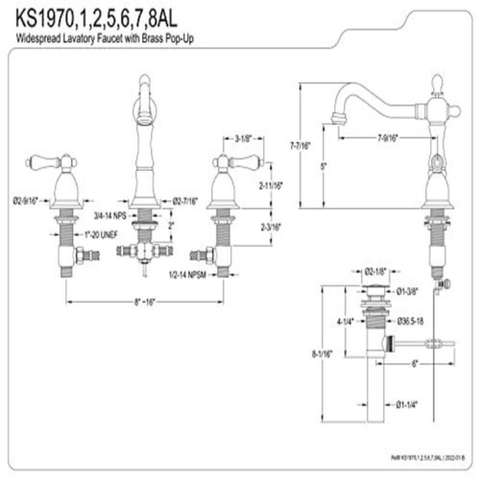 Kingston Brass KS1977AL 8 in. 7-9/16 Inch in Spout Reach, Brushed