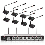 Pyle 8 Channel Wireless Microphone System - Portable VHF microphone, Black