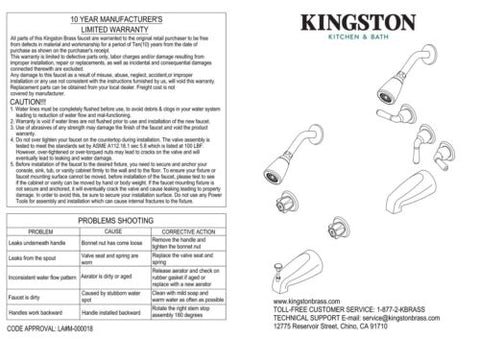 Kingston Brass KB231AX Tub and Shower 5-Inch Spout Reach, Polished Chrome