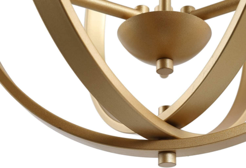 KSANA Gold Orb Chandelier Modern Globe 3 Light Fixture for 3 Light,