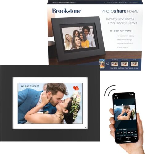 Brookstone 8” WiFi Digital Photo Frame | Send or 8" New Version, Black