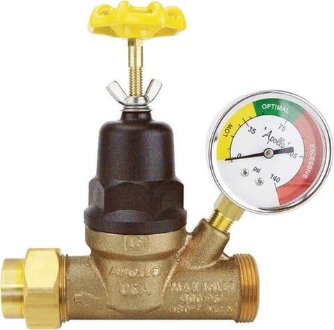 Apollo Valves 69ELF114TWG Water Pressure Regulator w/Gauge, No Size, Bronze