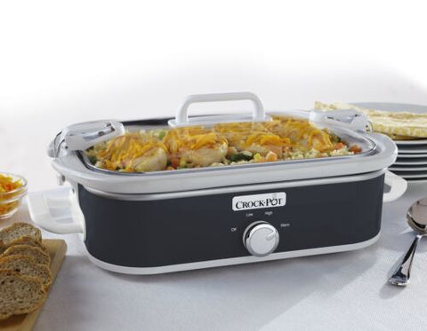 Crock-Pot Small 3.5 Quart Casserole Manual Slow Cooker Quart, Charcoal