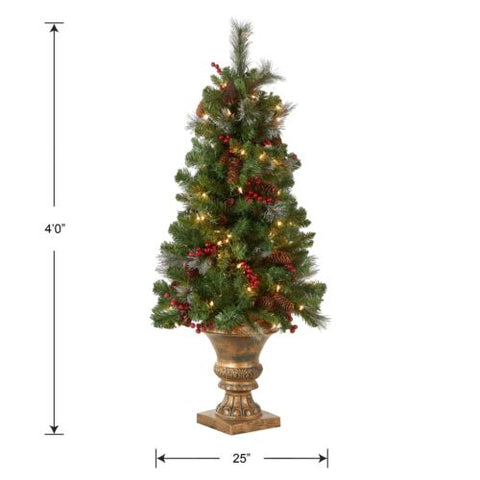 National Tree Company Pre-Lit Artificial Mini Christmas Tree, 4 ft, Green