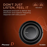 PIONEER CAR TSD12D4 D Series 12-inch 2000 Watt Max Power, Dual 4 Ohm Black