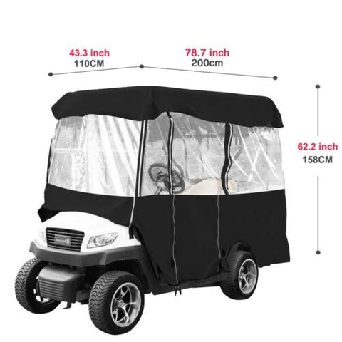 Happybuy Golf Cart Enclosure 86'', 4-Person 86.6 x 43.3 x 62.2", Black