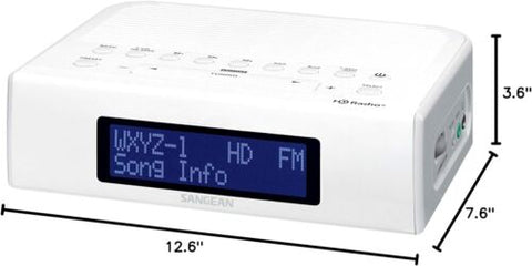 Sangean HDR-15 AM/FM HD Radio Clock White