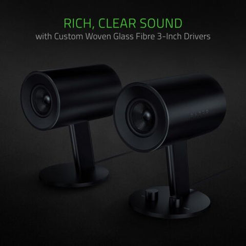 Razer Nommo: Custom Woven Fiberglass 3" Drivers - Rear-Facing Bass Black