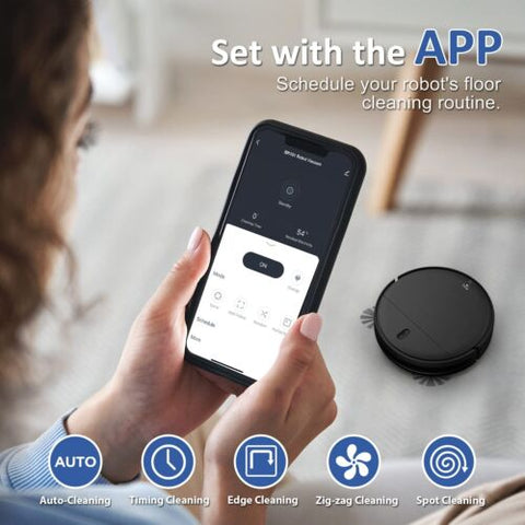 Robot Vacuum and Mop Combo, WiFi/App/Alexa, Robotic Cleaner with Black