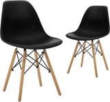 CangLong Modern Mid-Century Shell Lounge Plastic Natural Set of 2, Black