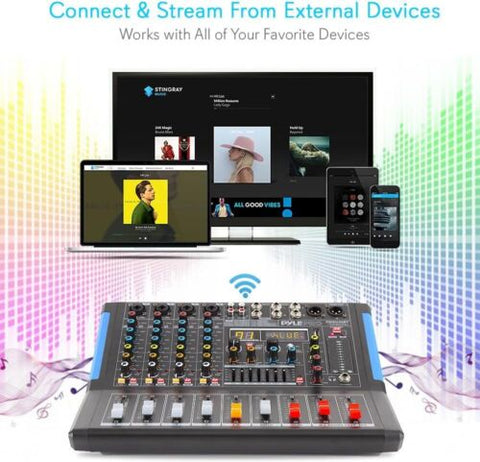 Pyle 4-Channel Bluetooth Studio Audio Mixer-DJ Sound Controller Interface...