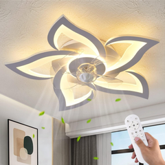 Dalouguan Flush Mount Ceiling Fan with Lights, Samll, 24"-Reversible-White