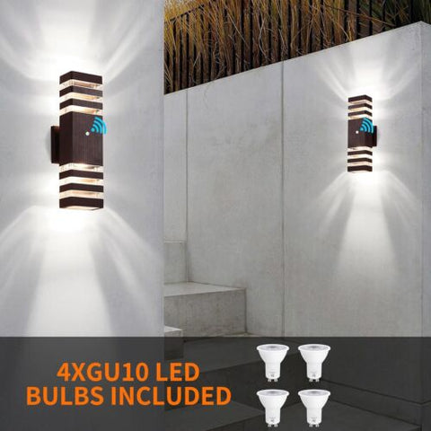 tewei Outdoor Wall Lights, Dusk to Dawn Brown 3 Layer-2 Pack,