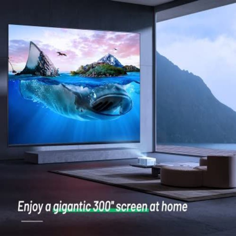 4K Support Android TV 10.0 Projector 5G WiFi Bluetooth Native 1080P, White