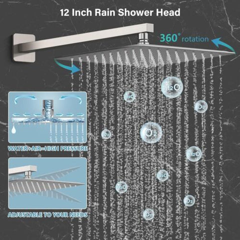 12 Inch Shower Faucet Set, Rainfall System 12 Inch, ‎Brushed Nickel