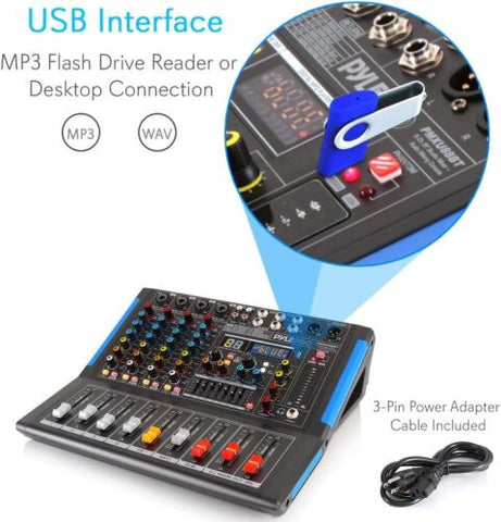 Pyle 4-Channel Bluetooth Studio Audio Mixer-DJ Sound Controller Interface...