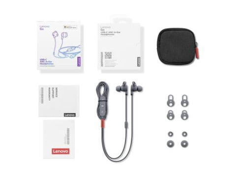 Lenovo Go USB-C Active Noise Cancelling in-Ear Adjustable, Storm Grey