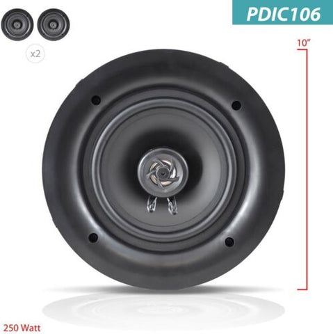 Pyle 10” Ceiling Wall Mount Speakers - Pair of 2-Way Full Range Sound 10 in