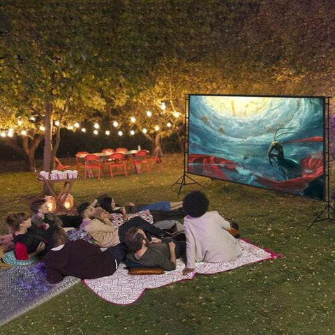 12-Foot Projector Screen and Stand,150 inch Large Indoor Movie Projection...