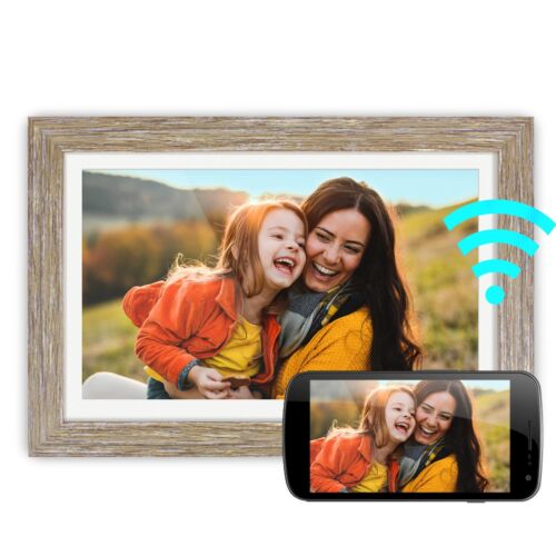 Aluratek 13.3" WiFi Distressed Wood Digital Photo Wifi, 13"