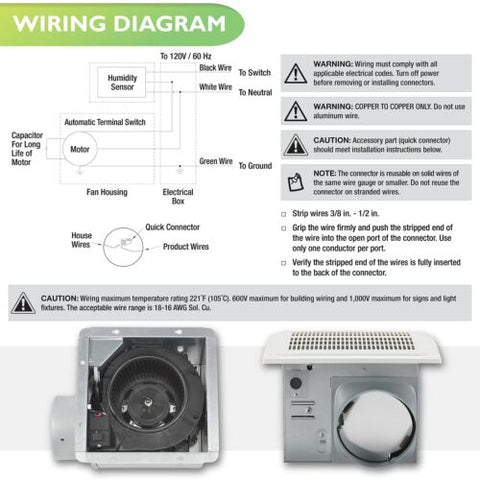 Homewerks 7136-02HW Bathroom Vent Fan with 140 CFM Humidity Sensor, 140