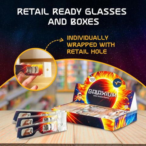 Solar Eclipse Glasses AAS Approved 2024 - [100 Pack] Bulk Retail Ready...