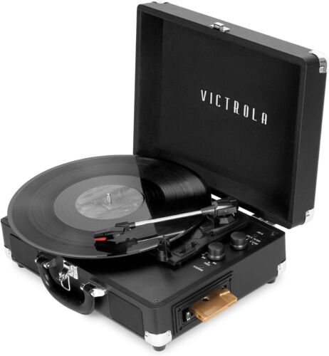 Victrola VSC-500BTC-BLK Vinyl Suitcase Record Player with Black w/ Cassette