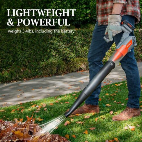 Ukoke 20V (120 MPH 458 CFM) Cordless Leaf Blower- 2.0 Ah Brushless sliver