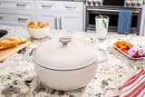 Lodge 6 Quart Enameled Cast Iron Dutch Oven with Lid – 6 Quart, Oyster White