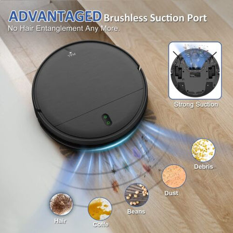 Robot Vacuum and Mop Combo, WiFi/App/Alexa, Robotic Cleaner with Black