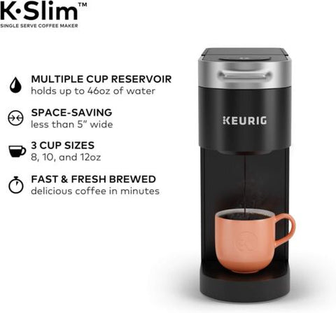 Keurig K- Slim Single Serve K-Cup Pod Coffee Maker, Multistream Black