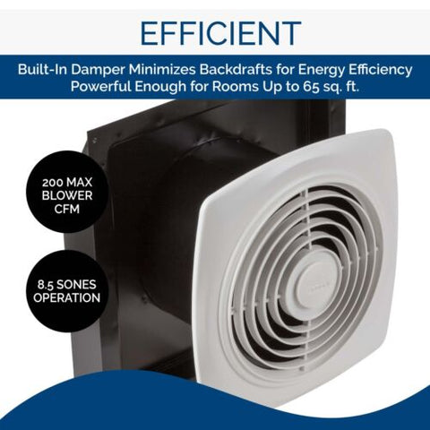 Broan-NuTone 509 Through-the-Wall Ventilation 200 CFM, 8.5 Sones, 8", White