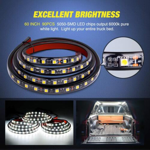 Nilight 3PCS 60 Inch Truck 60" Light+Bed Light Strip+Y-Splitter, multi-color