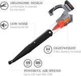 Ukoke 20V (120 MPH 458 CFM) Cordless Leaf Blower- 2.0 Ah Brushless sliver