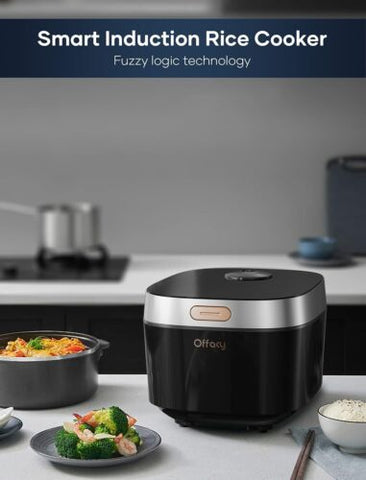 Offacy Rice Cooker, Smart Multi-Function Touch Panel, 8 Cups 4L, Black