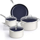 Nuwave Healthy Duralon Blue Ceramic Nonstick 7pc Cookware Set, Vanilla Cream