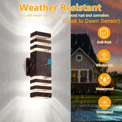 tewei Outdoor Wall Lights, Dusk to Dawn Brown 3 Layer-2 Pack,